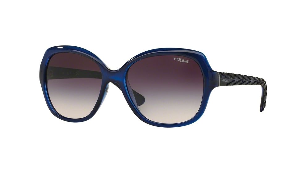 Vogue VO2871S Single Vision Prescription Sunglasses VO2871S-238436-56 - Lens Diameter 56 mm, Frame Color Top Dark Blue/violet Transp