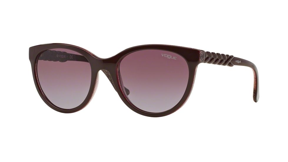 Vogue VO2915S Sunglasses 226214-53 - Top Bordeaux/Glitter Pink Frame, Pink Gradient Brown Lenses