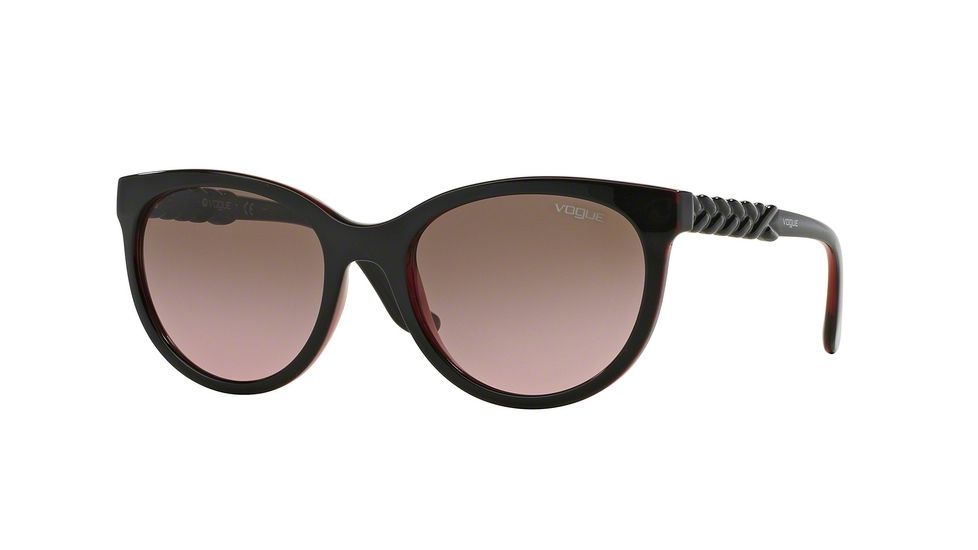 Vogue VO2915S Sunglasses 231214-53 - Top Brown/transparent Red Frame, Pink Gradient Brown Lenses