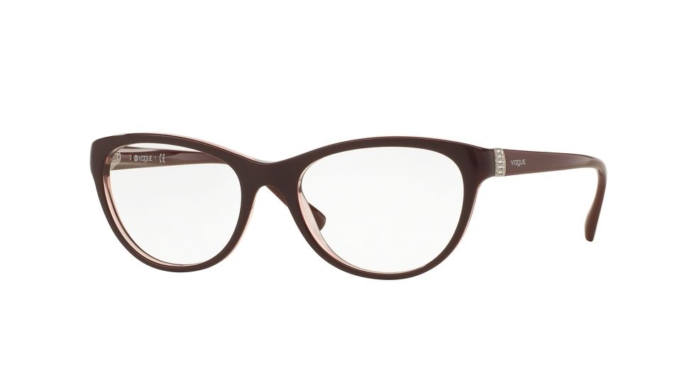 Vogue VO2938B Progressive Prescription Eyeglasses 2387-52 - Top Dk Bordeaux/pink Transp Frame