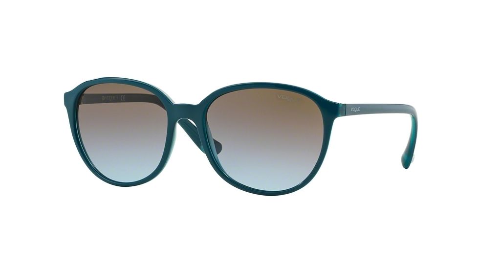 Vogue VO2939SM Single Vision Prescription Sunglasses VO2939SM-229648-55 - Lens Diameter 55 mm, Frame Color Petrol Green/Opal Aqua Green