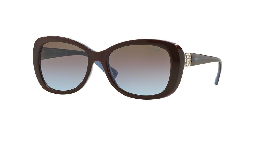 Vogue VO2943SB Single Vision Prescription Sunglasses VO2943SB-201148-55 - Lens Diameter 55 mm, Frame Color Light Brown/Opal Azure