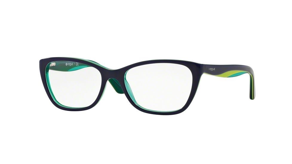 Vogue VO2961F Single Vision Prescription Eyeglasses 2311-53 - Blue/yellow Fluo/tr Aqua Frame