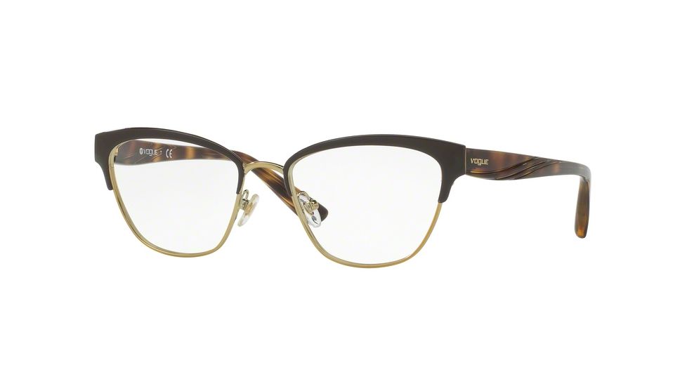 Vogue VO4033 Progressive Prescription Eyeglasses 997-51 - Brown/Pale Gold Frame