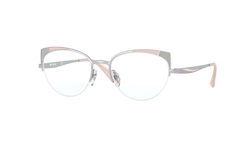 Vogue VO4153 Bifocal Prescription Eyeglasses, 51mm, Silver/Matte Pink Grey, VO4153-323-51-BI