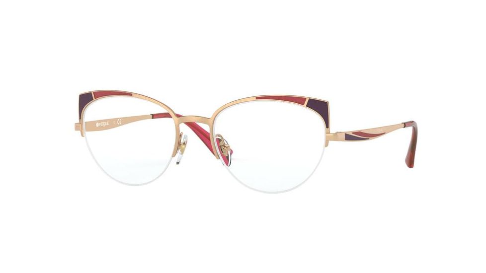 Vogue VO4153 Bifocal Prescription Eyeglasses, 51mm, Rose Gold/Matte Red Bordeaux, VO4153-5075-51-BI