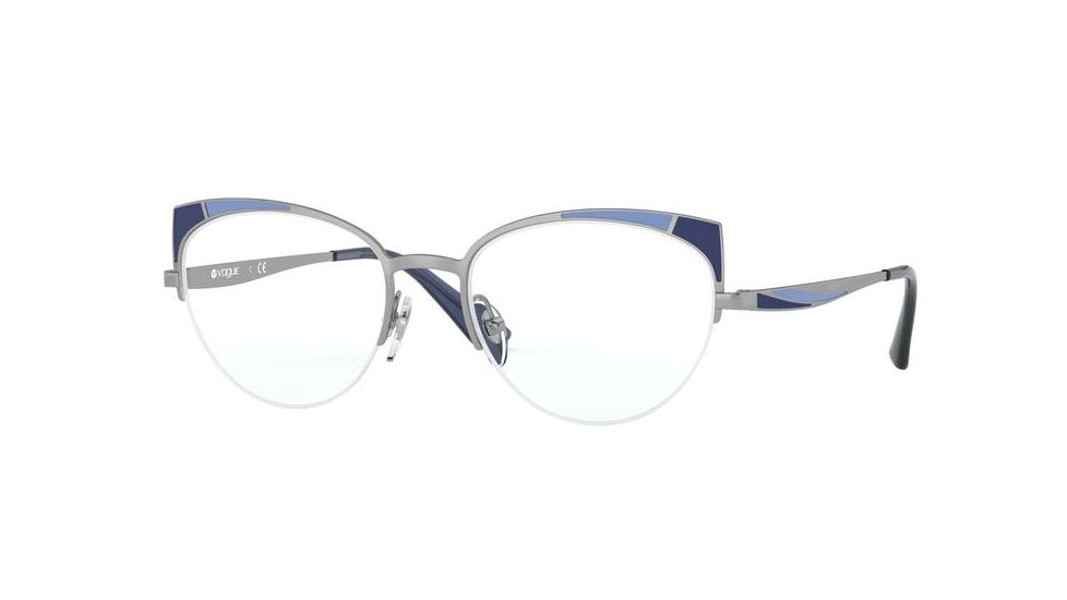 Vogue VO4153 Bifocal Prescription Eyeglasses, 51mm, Gunmetal/Matte Light Blue Blue, VO4153-548-51-BI