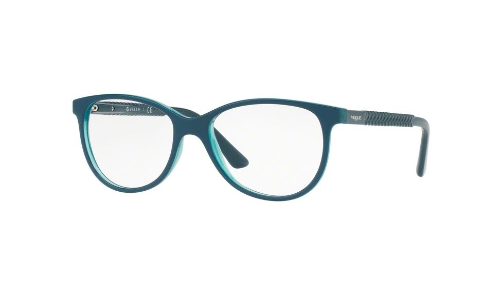 Vogue VO5030 Single Vision Prescription Eyeglasses 2469-51 - Top Petroleum/green Transp Frame