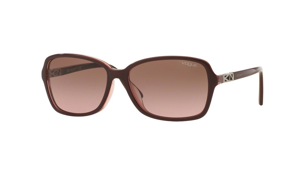 Vogue VO5031SF Sunglasses 238714-58 - Top Dk Bordeaux/pink Transp Frame, Pink Gradient Brown Lenses