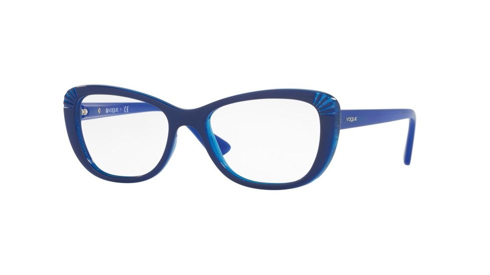 Vogue VO5049 Progressive Prescription Eyeglasses 2431-52 - Blue/blue Trasp/glietter Frame
