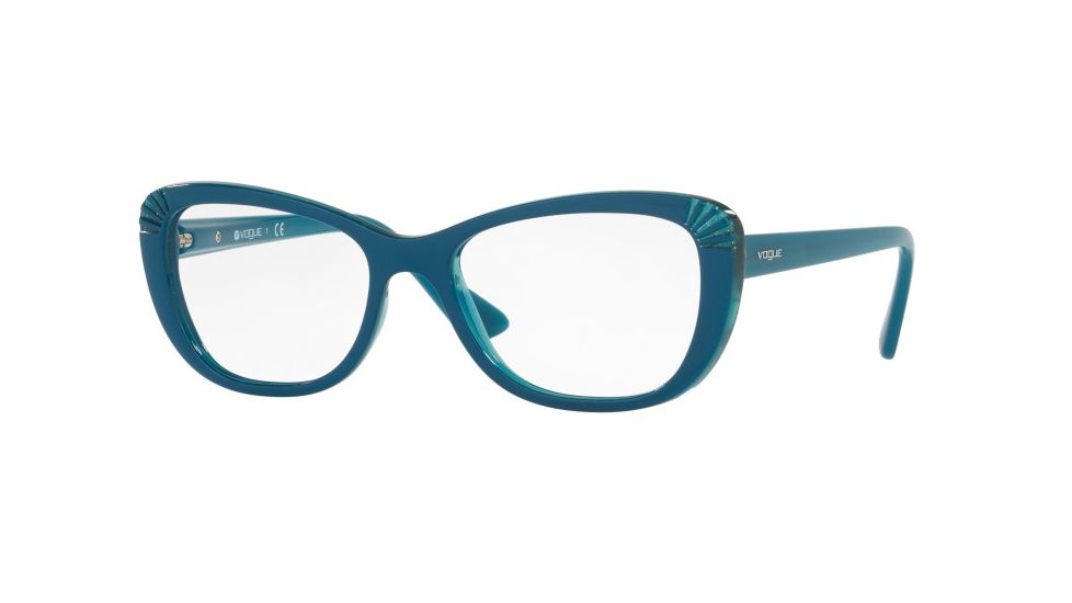Vogue VO5049 Progressive Prescription Eyeglasses 2432-52 - Dk Green/green Tr/glitter Frame