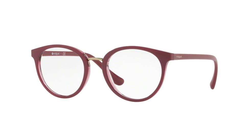 Vogue VO5167 Single Vision Prescription Eyeglasses 2555-50 - Top Dark Red/red Transp Frame