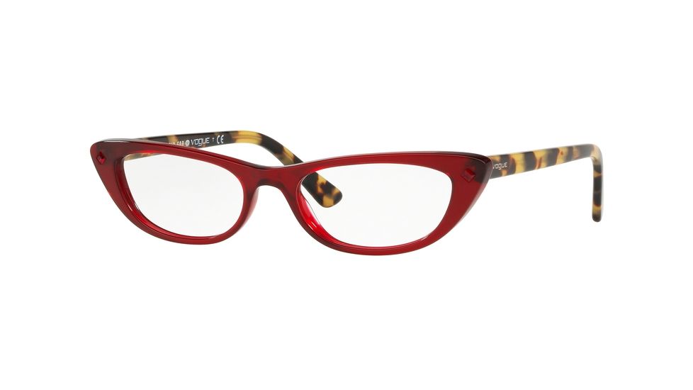 Vogue VO5236B Progressive Prescription Eyeglasses, 51mm, Transparent / Red, VO5236B-1947-51-PRO