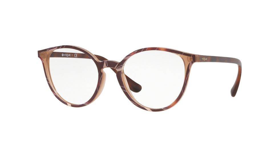 Vogue VO5254 Progressive Prescription Eyeglasses, 50mm, Top Havana/Text Beige Brown, VO5254-2695-50-PRO