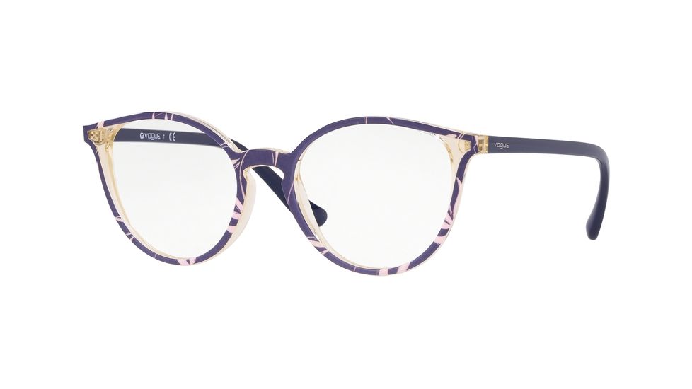 Vogue VO5254 Progressive Prescription Eyeglasses, 50mm, Top Blue/Text Pink Yellow Tr, VO5254-2696-50-PRO