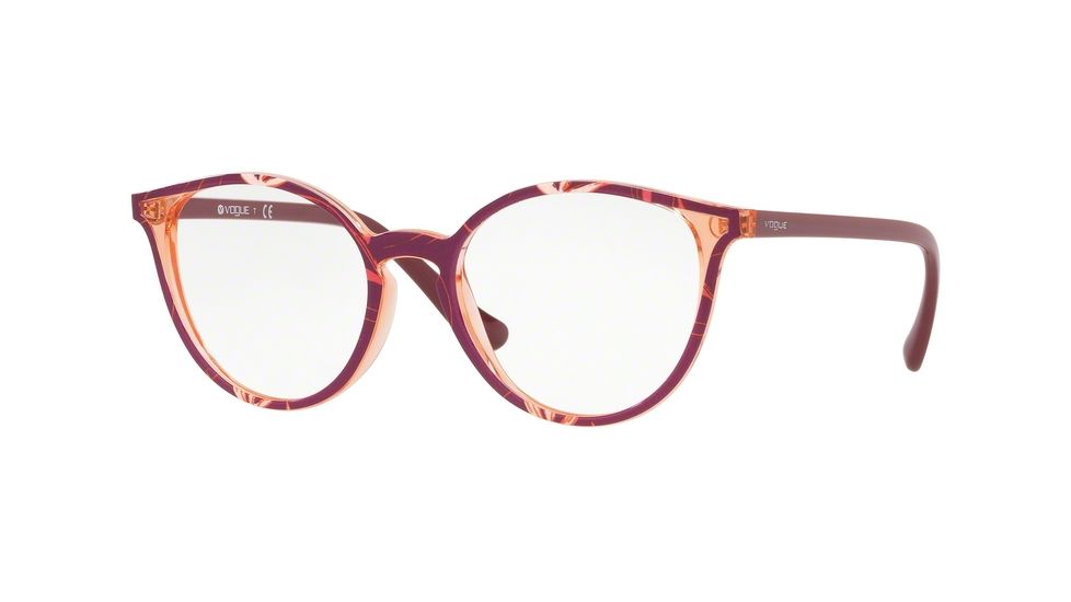 Vogue VO5254 Progressive Prescription Eyeglasses, 50mm, Top Red/Text Orange Pink, VO5254-2697-50-PRO