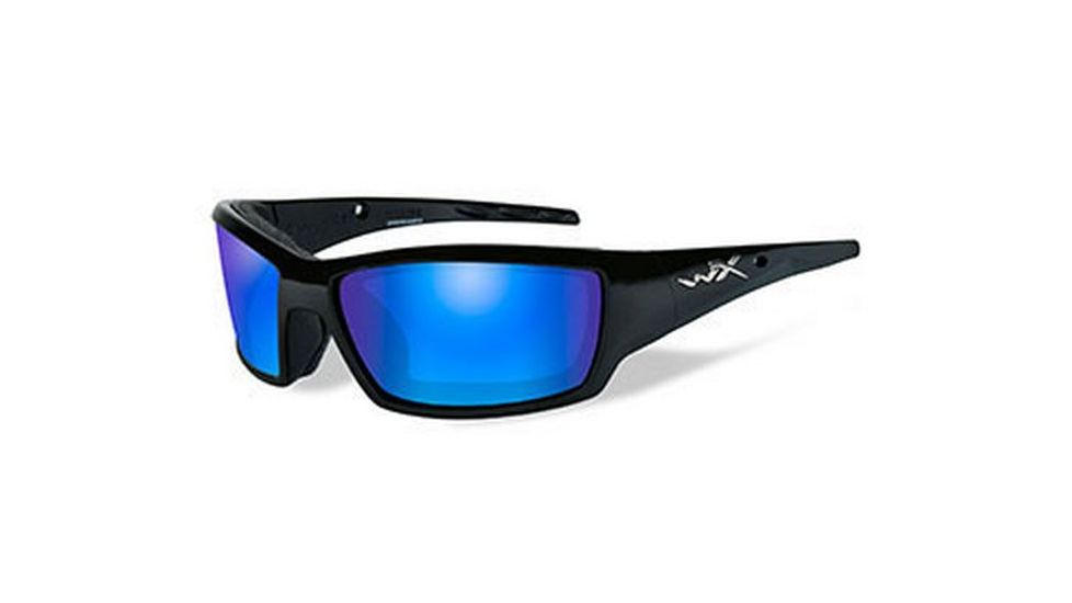 Wiley X Climate Control Series Tide Sunglasses,Gloss Black Frame,Polarized Blue Mirror Lens CCTID09