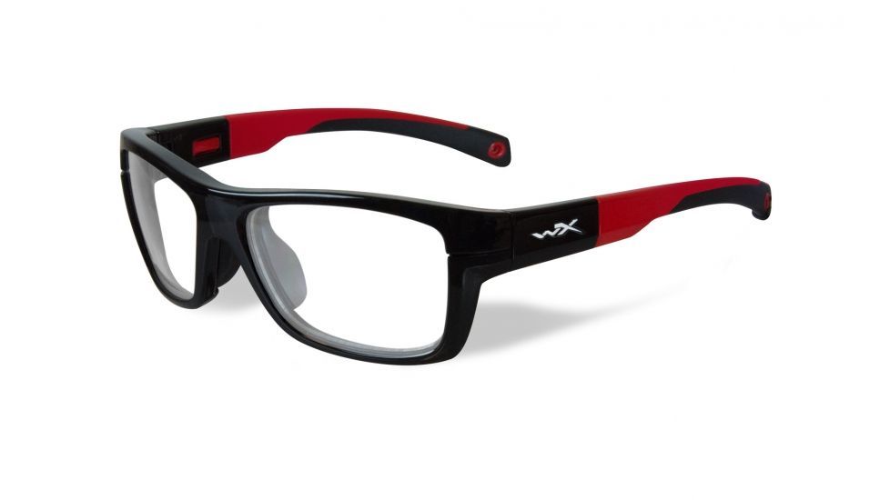 Wiley X Crush Bifocal Prescription Sunglasses, Gloss Black / Red Frame, YFCRS01BI
