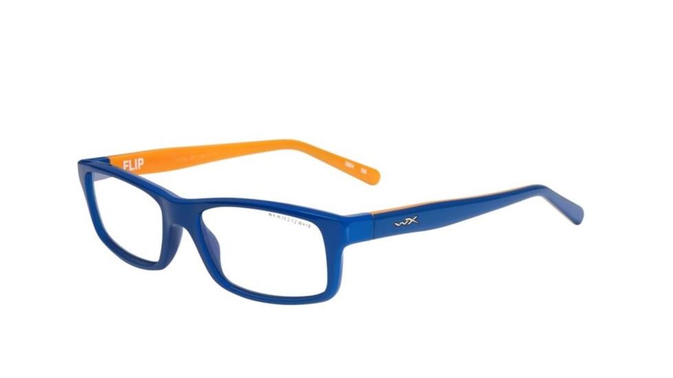 Wiley X Flip Safety Glasses, Lapis Blue/ Orange Popsicle Frame, No Polarized Lens YFFLP03