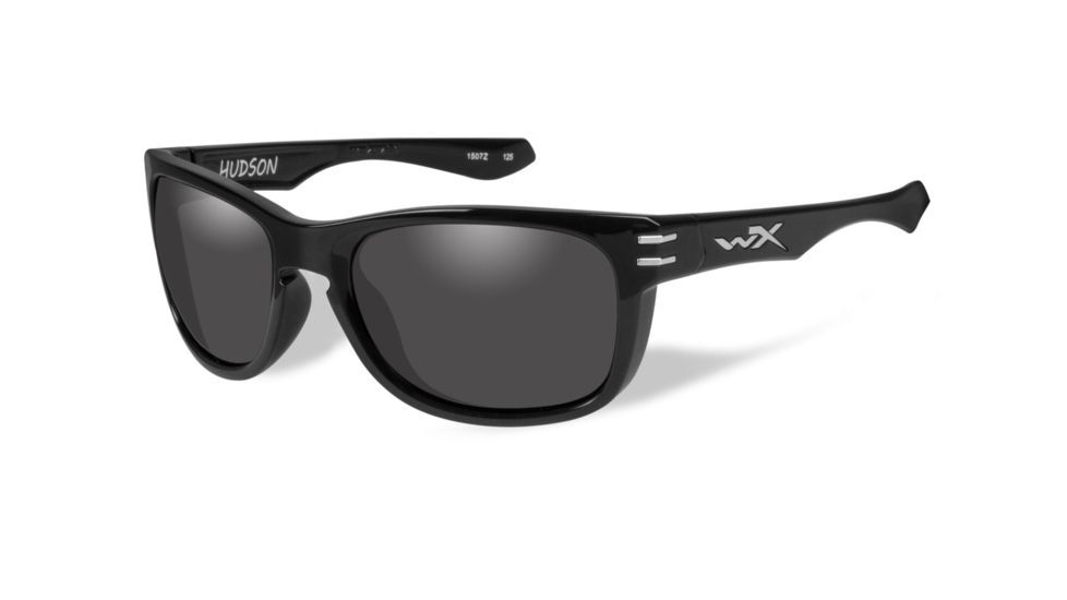 Wiley X Hudson Single Vision Prescription Sunglasses, Gloss Black Frame, ACHUD03SV