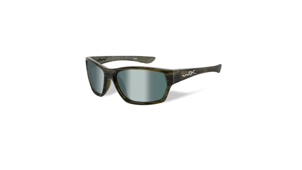 Wiley X Moxy Single Vision Prescription Sunglasses, Olive Stripe Frame, SSMOX04SV
