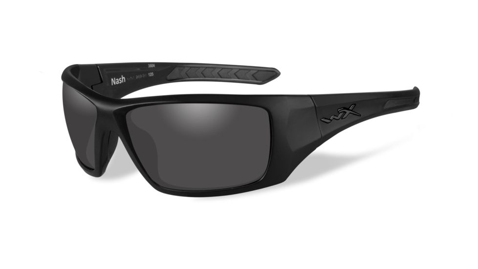 Wiley X Nash Sunglasses, Matte Black Frame/ Polarized Grey, ACNAS08