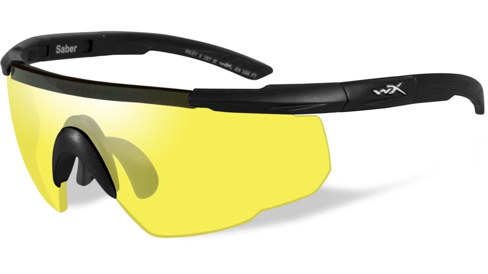 Wiley X Saber Advanced Sunglasses - Matte Black Frame w/ Pale Yellow Lens 300, EDEMO1