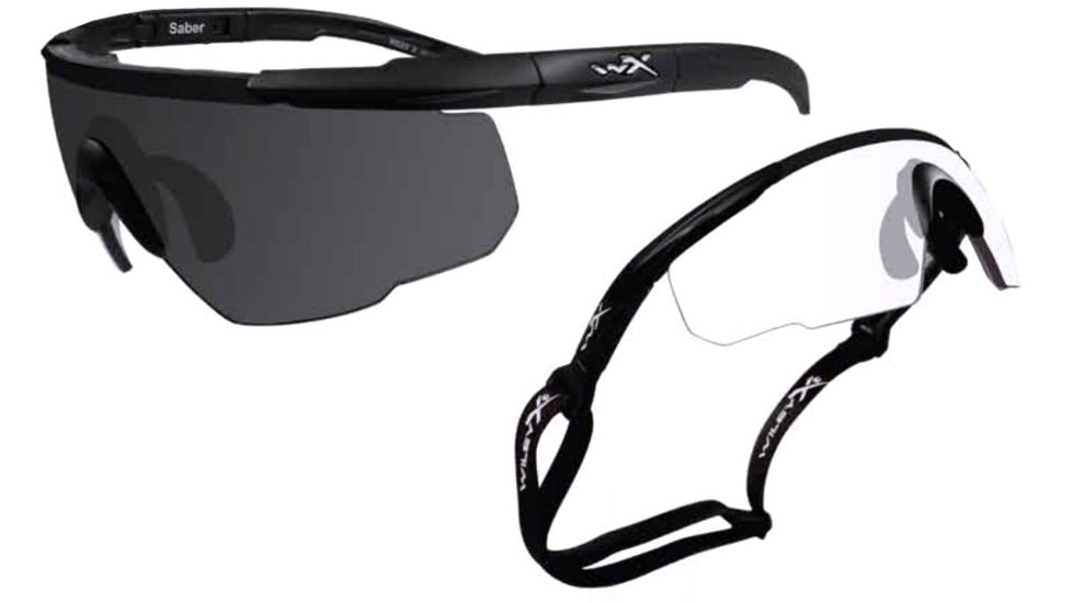 Wiley X Saber Advanced X2 Eyeshields, 2 pairs - Smoke Gray and Clear lenses 307