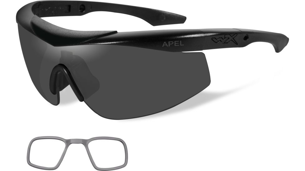 Wiley X WX Talon Sunglasses - Matte Black Frame w/ 2 Lens Package (Smoke Grey, Clear) w/ RX Insert CHTAL1RX