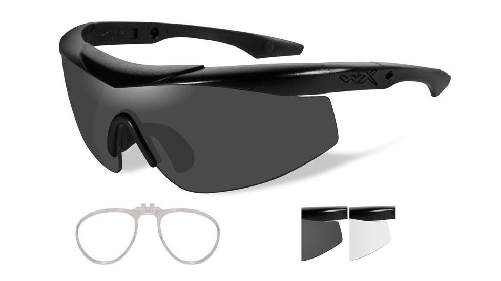 Wiley X Talon Sunglasses-Matte Black Frame-Smoke Grey-Clear Lens-RX Insert CHTLN1RX