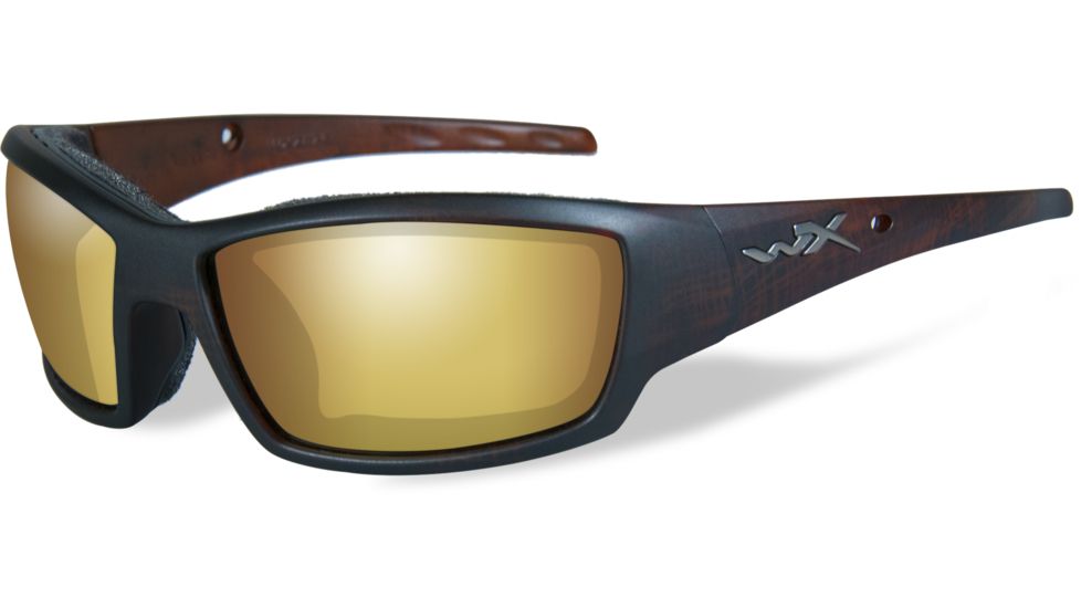 Wiley X Tide Sunglasses,Matte Hickory Brown Frame,Polarized Amber/Gold Mirror WXCCTID04