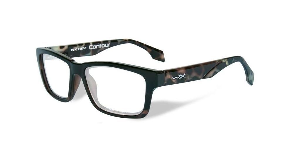 Wiley X WX Contour Single Vision Prescription Eyeglasses, Gloss Black Demi Frame, WSCON06SV