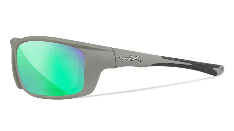 Wiley X WX Grid Sunglasses, Captivate Pol Green Mirror Lenses, CCGRDPGM