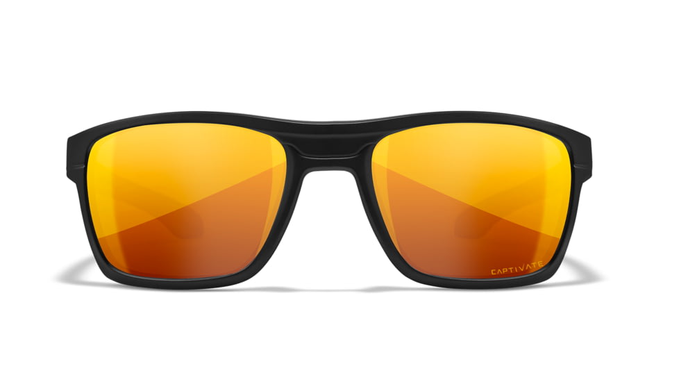 Wiley X WX Kingpin Safety Sunglasses, Matte Black Frame, Captivate Pol Bronze Mirror Lens, ACKNG14