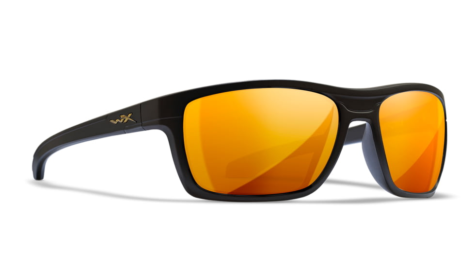 Wiley X WX Kingpin Safety Sunglasses, Matte Black Frame, Captivate Pol Bronze Mirror Lens, ACKNG14