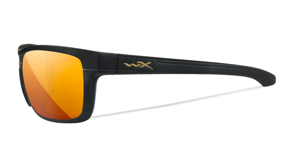 Wiley X WX Kingpin Safety Sunglasses, Matte Black Frame, Captivate Pol Bronze Mirror Lens, ACKNG14