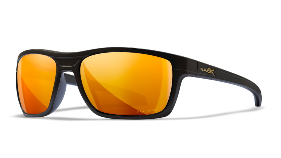 USED Wiley X WX Kingpin Safety Sunglasses, Matte Black Frame, Captivate Pol Bronze Mirror Lens, ACKNG14, EDEMO1