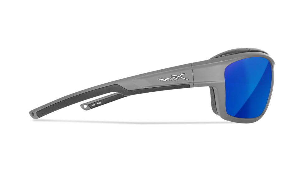 Wiley X WX Ozone Sunglasses, Matte Grey Frame, Captivate Polarized Blue Mirror Lens, CCOZN09