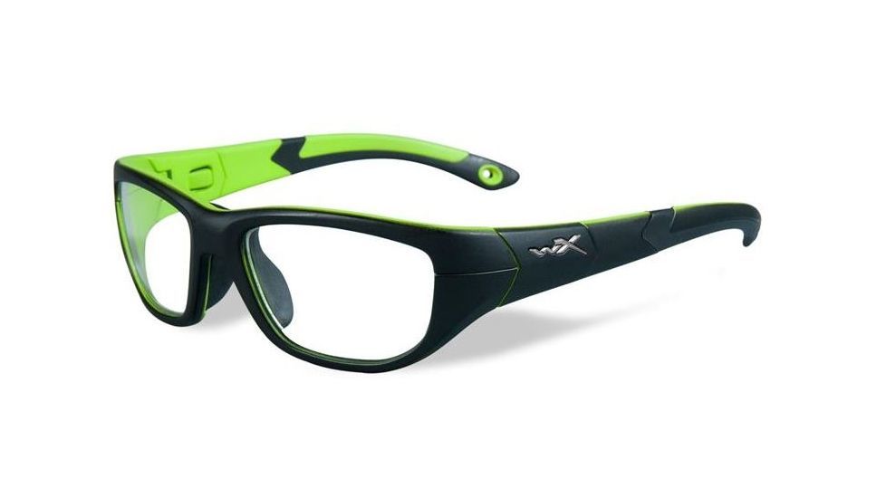 Wiley X WX Victory Single Vision Prescription Sunglasses, Matte Black/Lime Green Frame, YFVIC02SV
