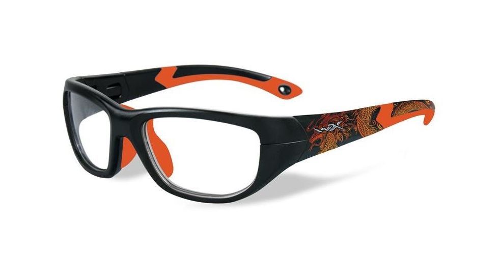 Wiley X WX Victory Single Vision Prescription Sunglasses, Matte Black w/Dragon/Sonic Orange Frame, YFVIC04SV