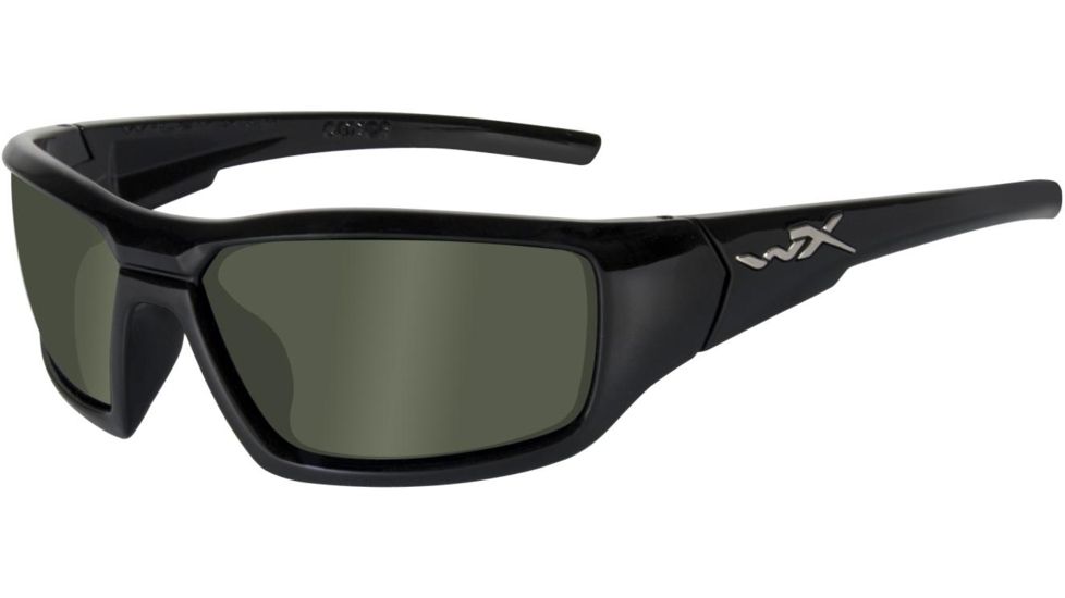 Wiley X Censor Sunglasses - Polarized Smoke Green Lens/Gloss Black Frame SSCEN04