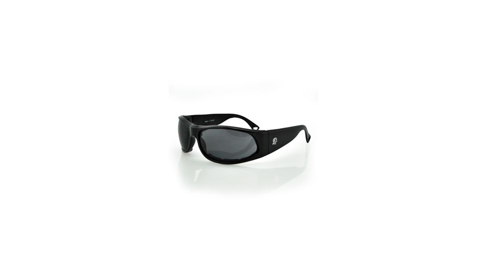 Zan Headgear California Sunglass, Shiny Black Foam Padded, Smoked Lens EZCA001