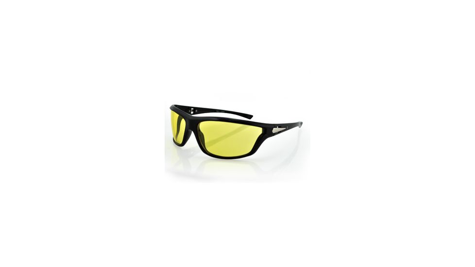 Zan Headgear Florida Sunglass, Shiny Black Frame, Yellow Lenses EZFL01Y